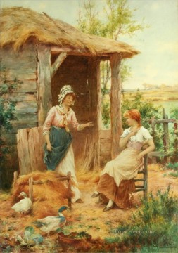 アルフレッド・グレンデニング Painting - 農場のゴシップ アルフレッド・グレンデニング JR のどかな女性たち